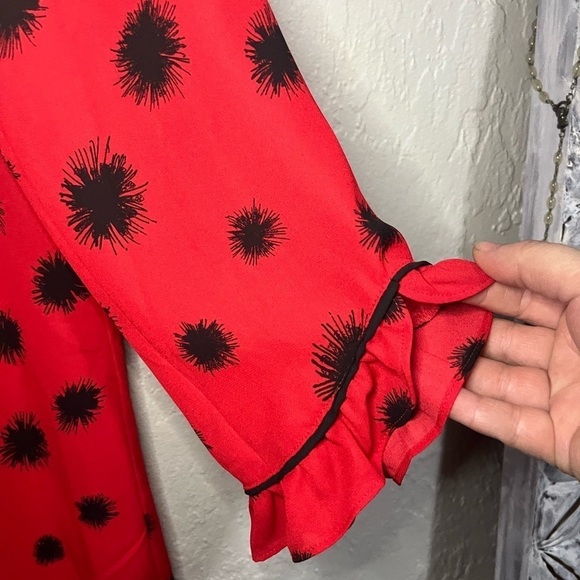 NWT Who What Wear Red Dandelion Dot Dress Size S - Picture 7 of 12